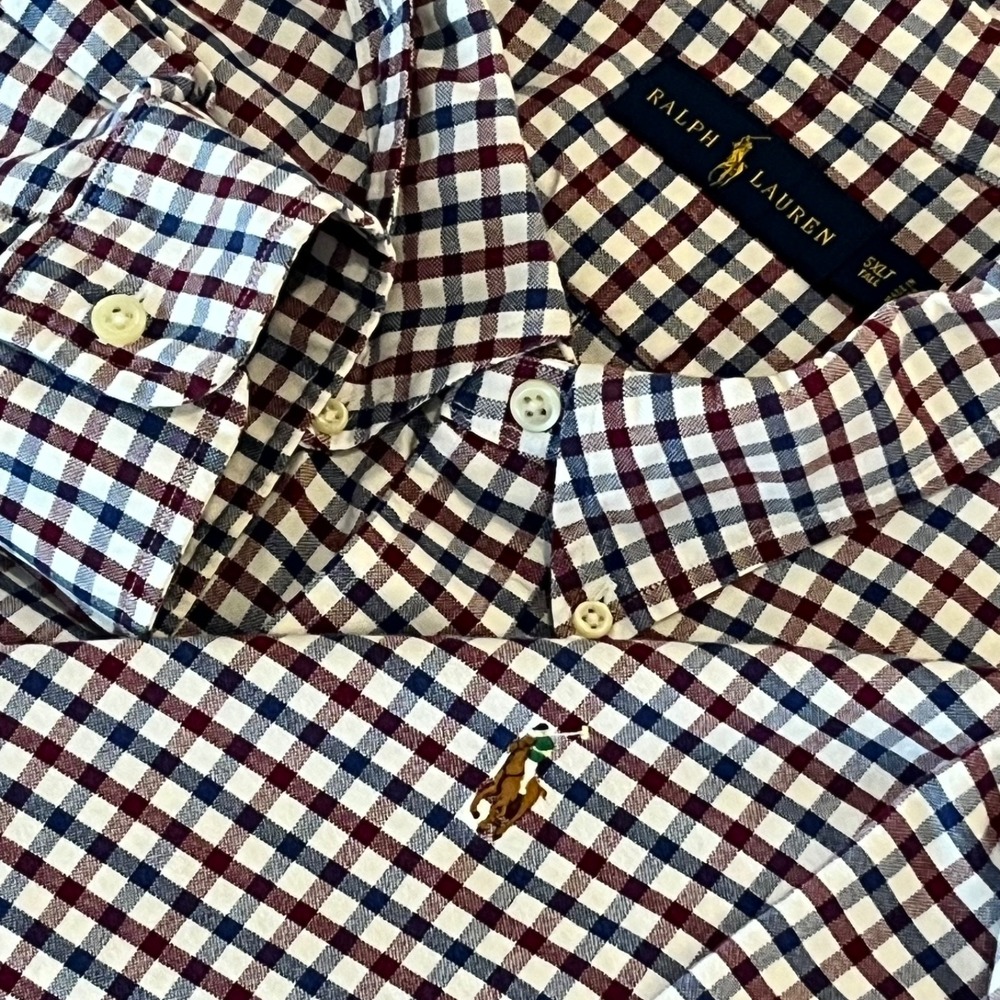 Polo Ralph Lauren Shirt Mens 5XLT Tall Plaid L/S B/U